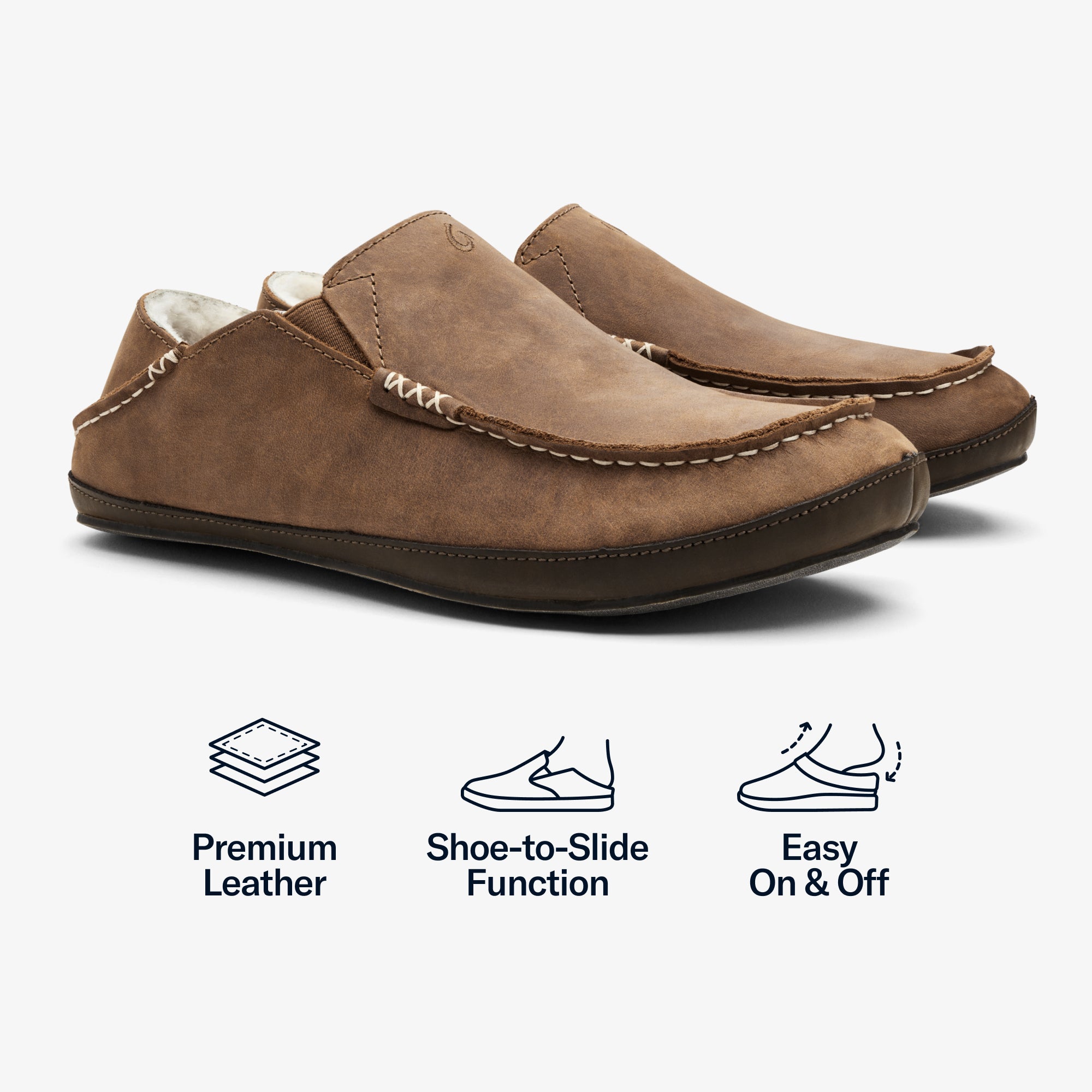 Moloa Slipper - Toffee / Dark Wood
